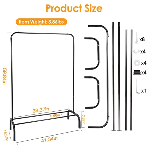 Freestanding Garment Rack with Bottom Shelf - 33 lbs Capacity