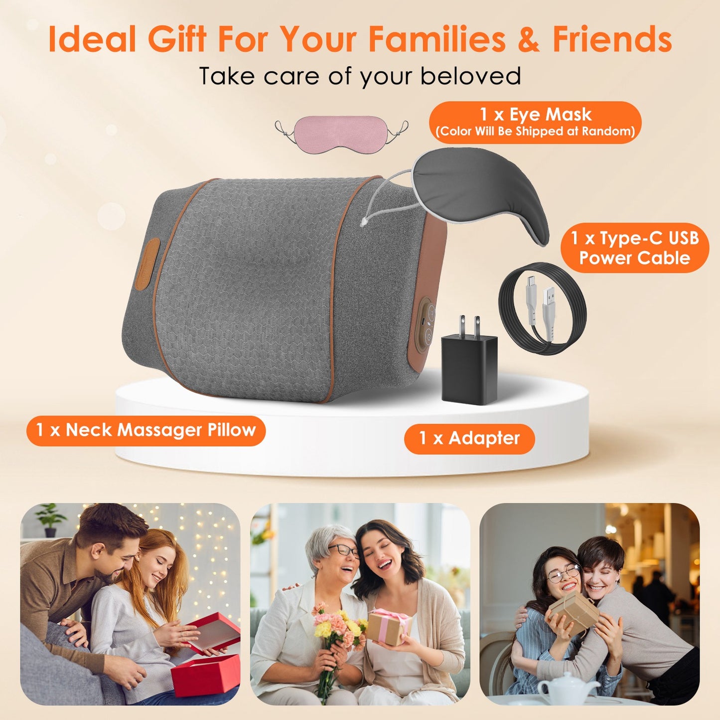 Neck Massager Pillow with Heat, Vibration & Air Compression