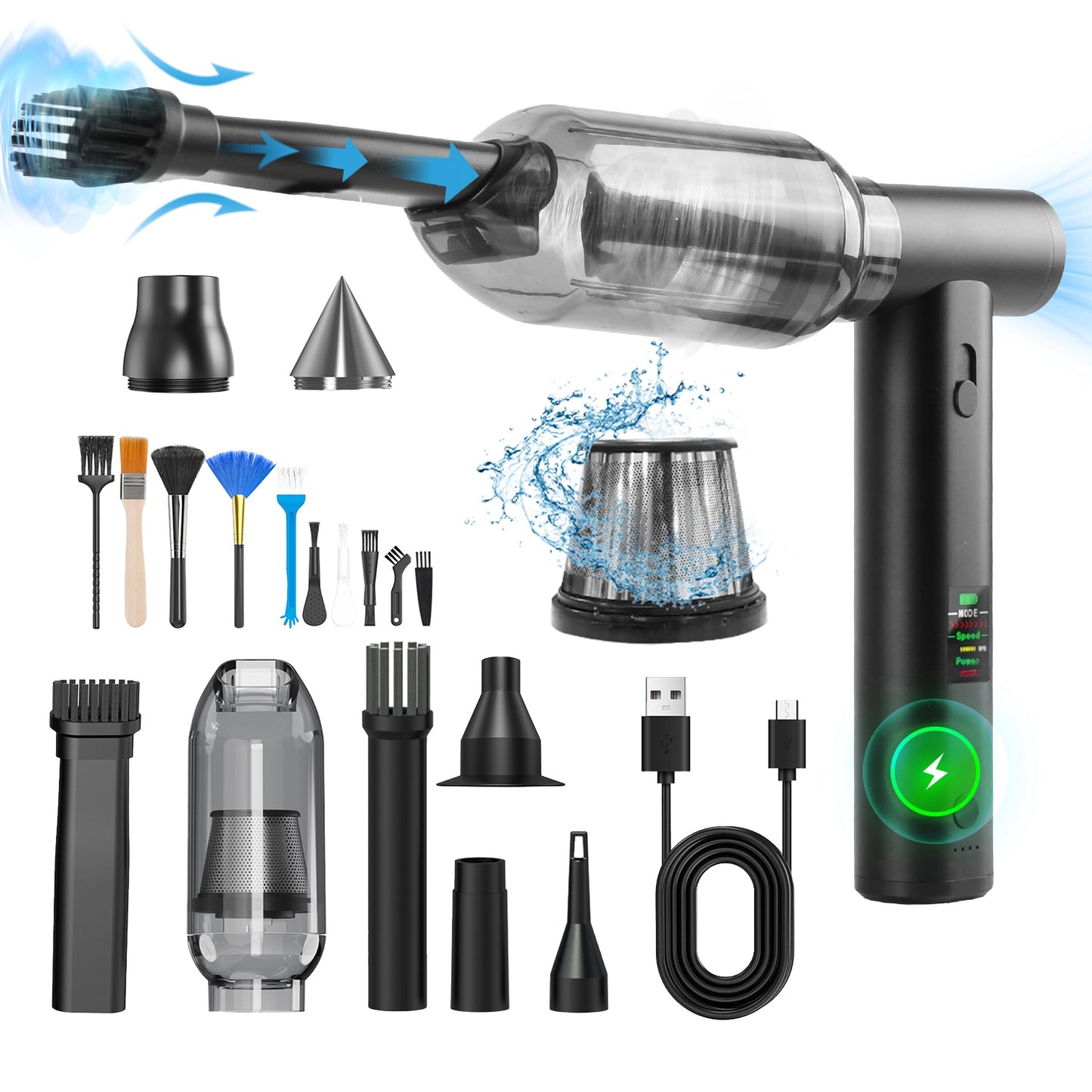 Cordless Air Duster 130,000 RPM with 19 Accessories
