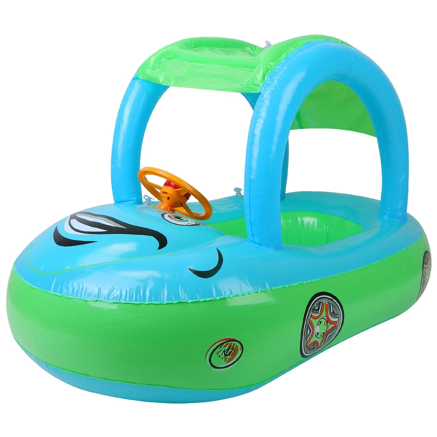 Baby Pool Float with Sun Canopy - Car Shaped Swim Ring