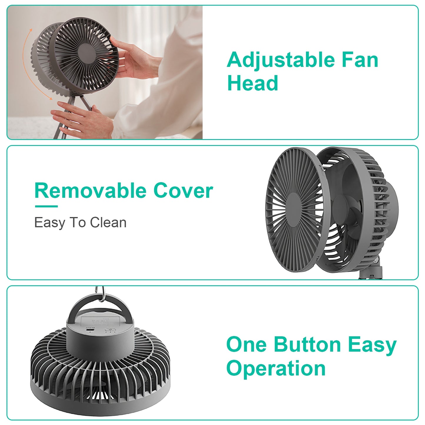 Camping Fan with LED Lantern 10000mAh Rechargeable Battery