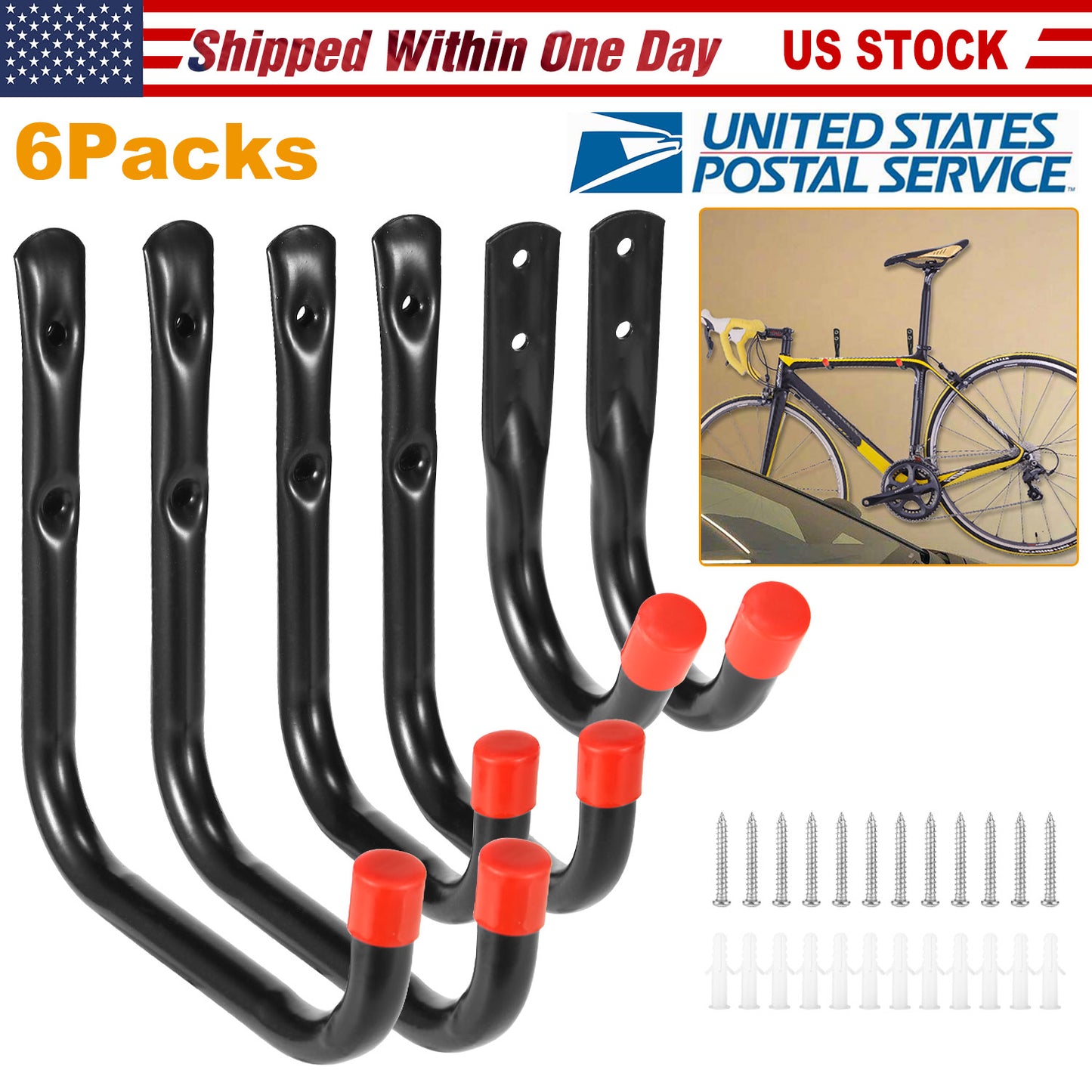 Heavy Duty Wall Storage Hooks - 6 Pack with 22lb Capacity