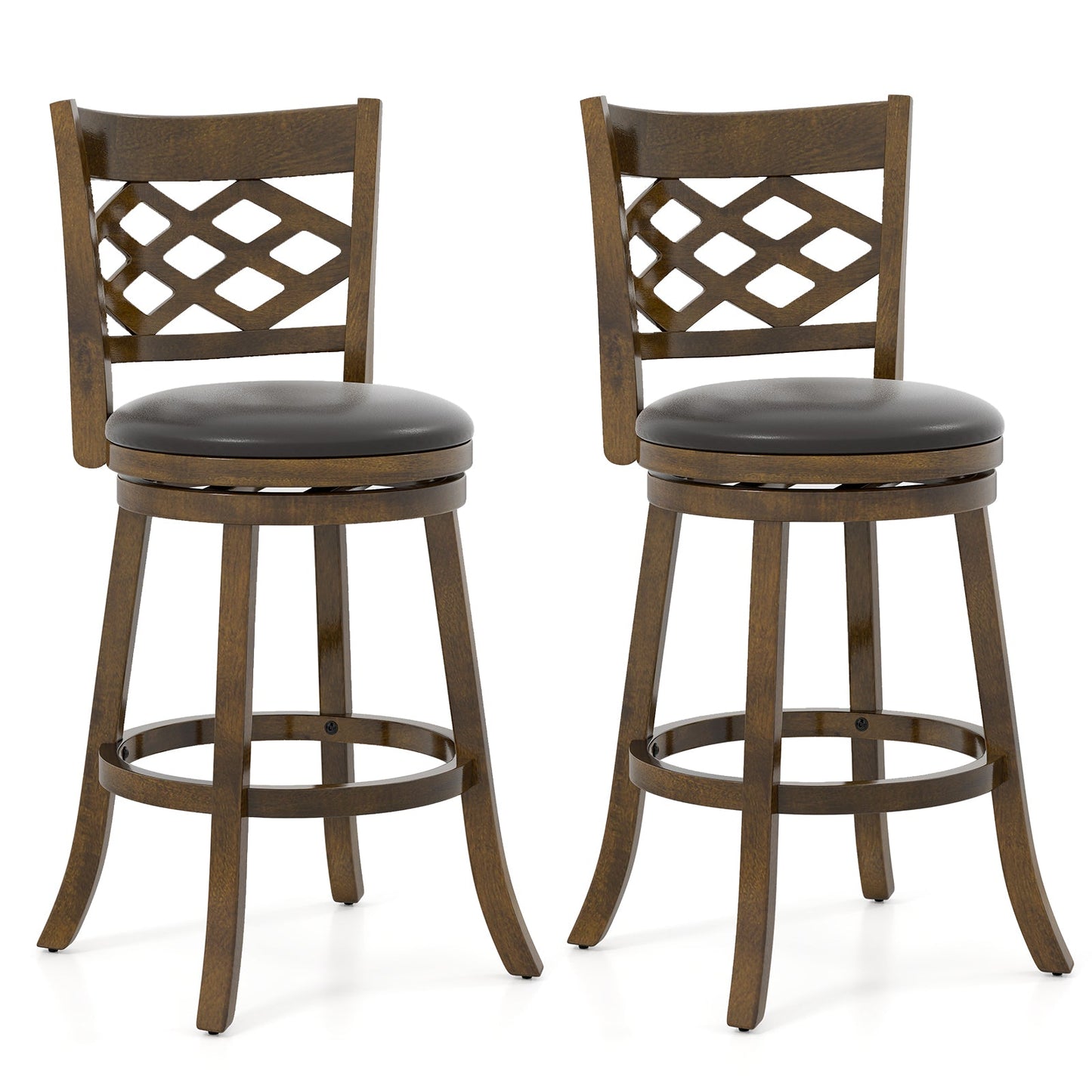 26 Inch Counter Height Bar Stools Set of 2 with Rubber Wood Frame