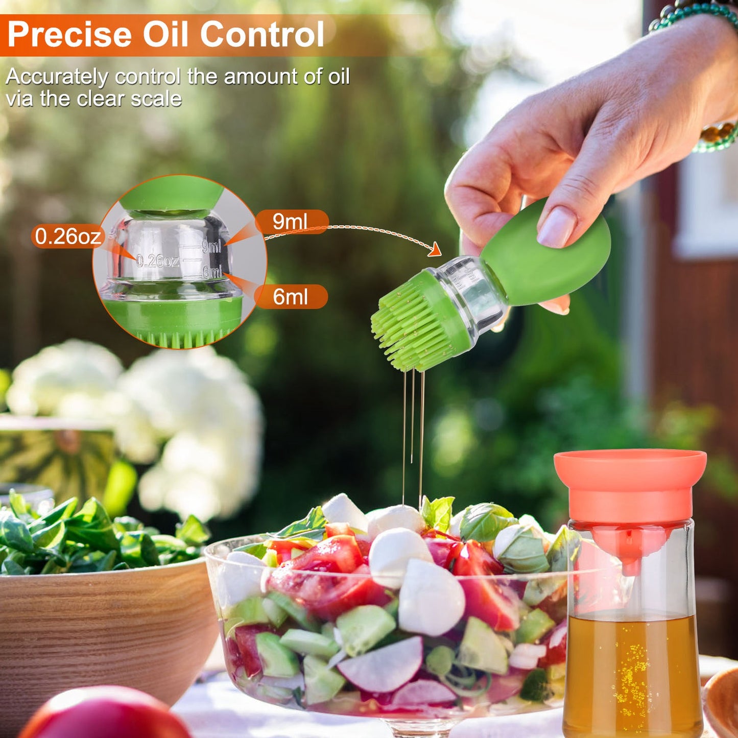 2-in-1 Glass Oil Dispenser Bottle with Silicone Brush