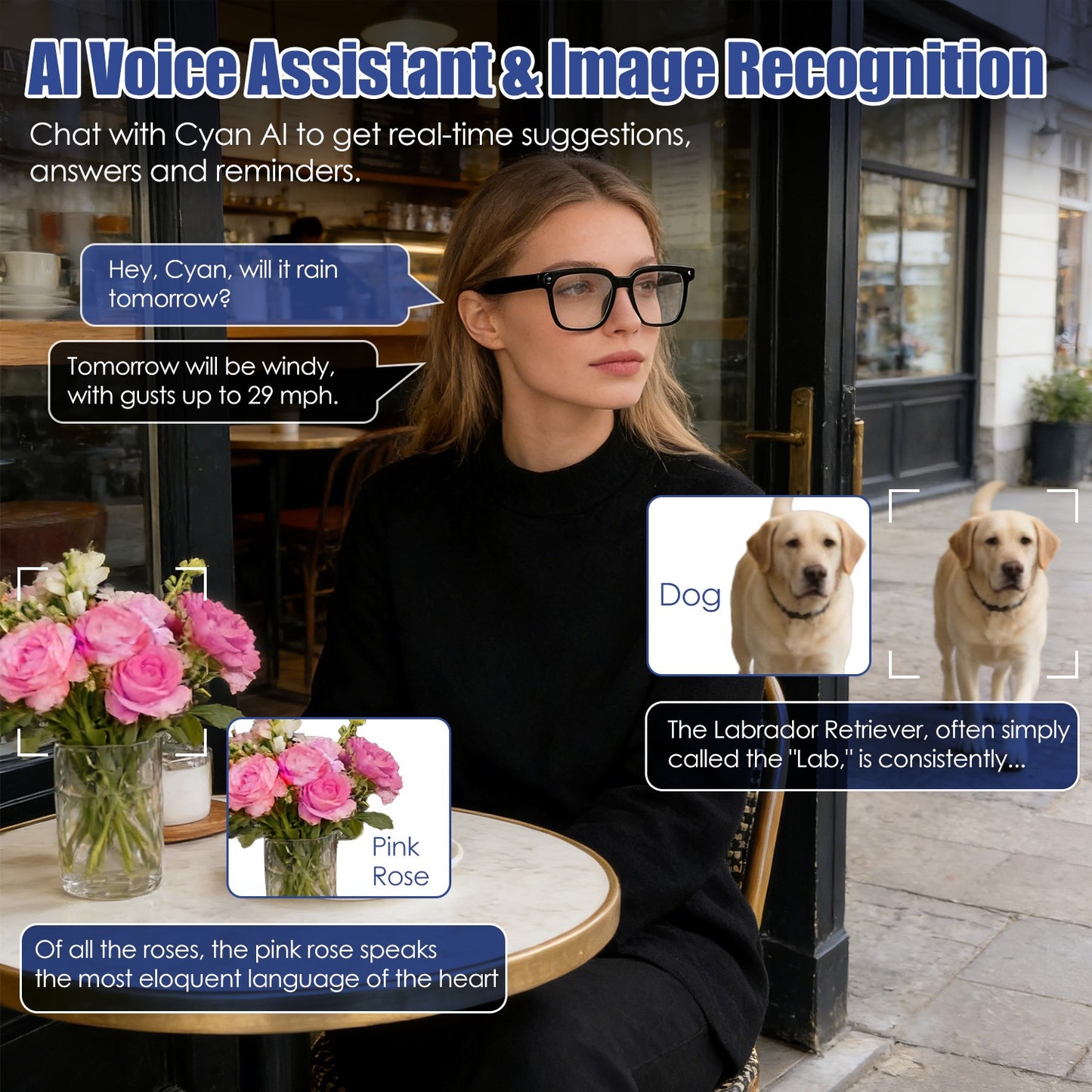 AI Smart Glasses with Camera, Translation & Voice Assistant
