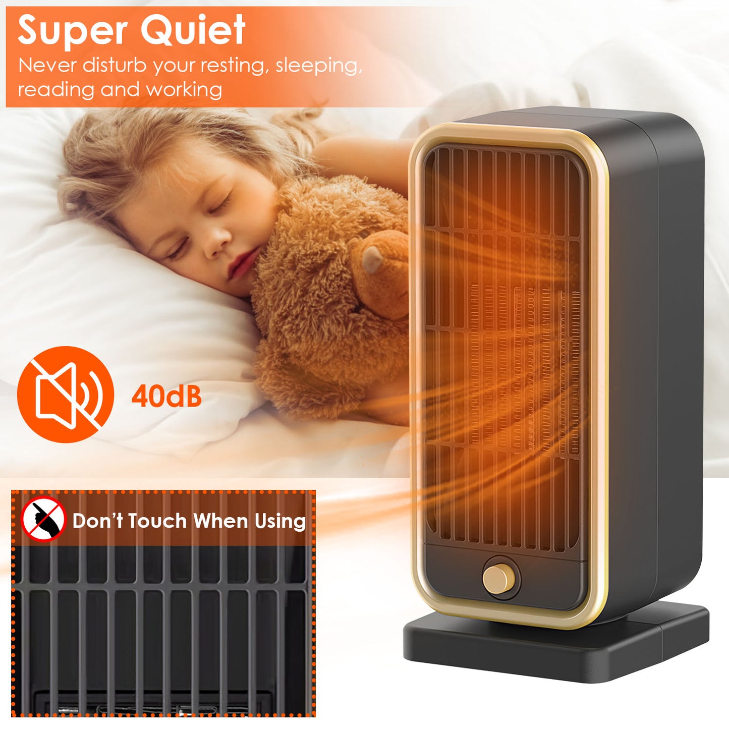 500W Portable Ceramic Space Heater with Tip-Over Protection