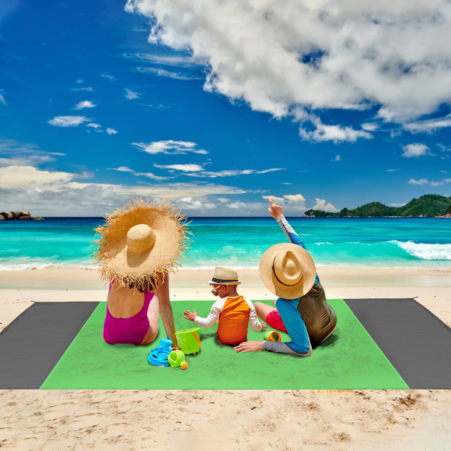 Sand Proof Picnic Blanket with Anchors and Carry Bag