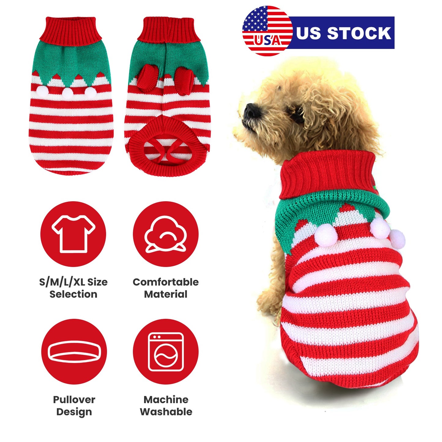 Christmas Turtleneck Sweater for Dogs & Cats