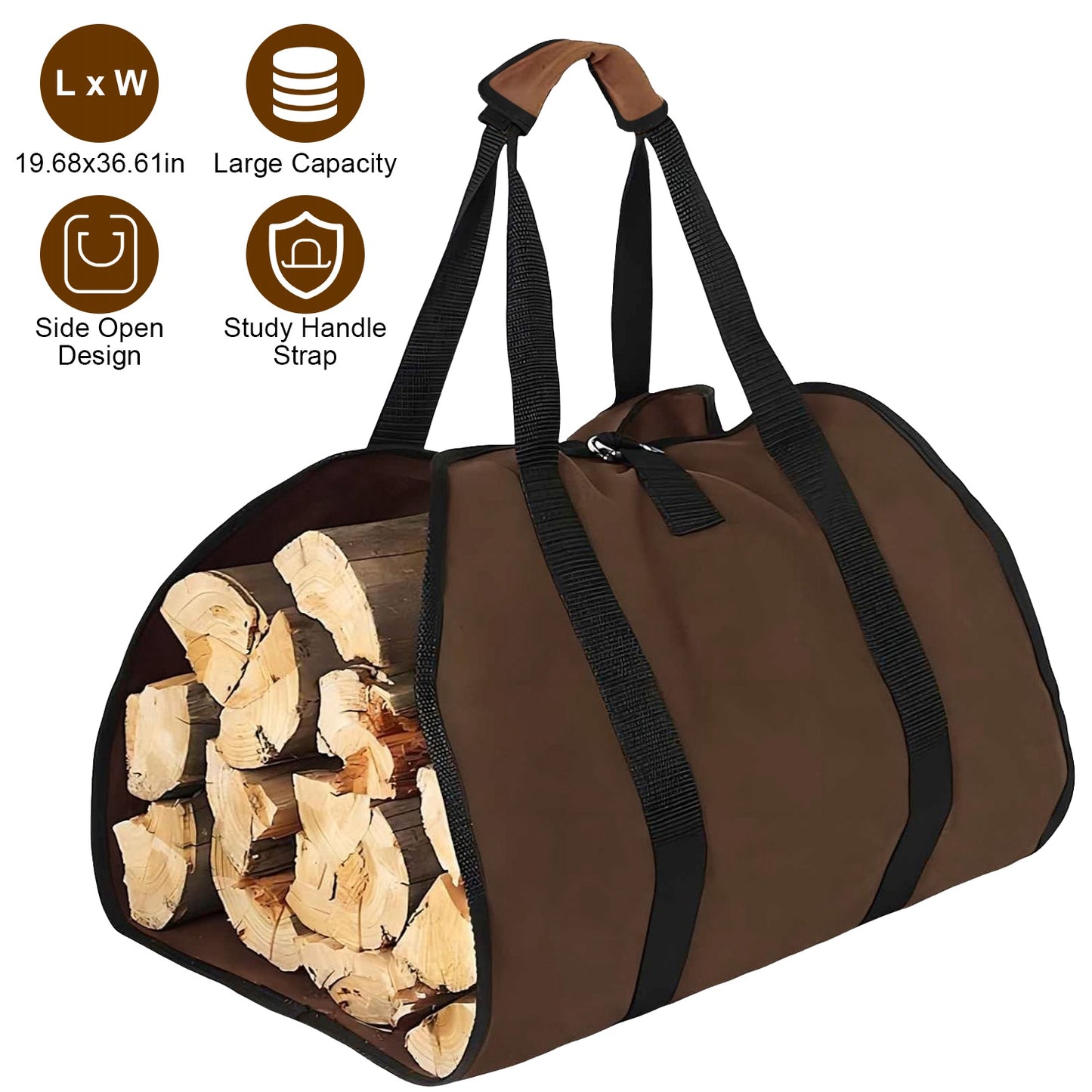 Firewood Carrier Bag with Handles - Durable Log Holder