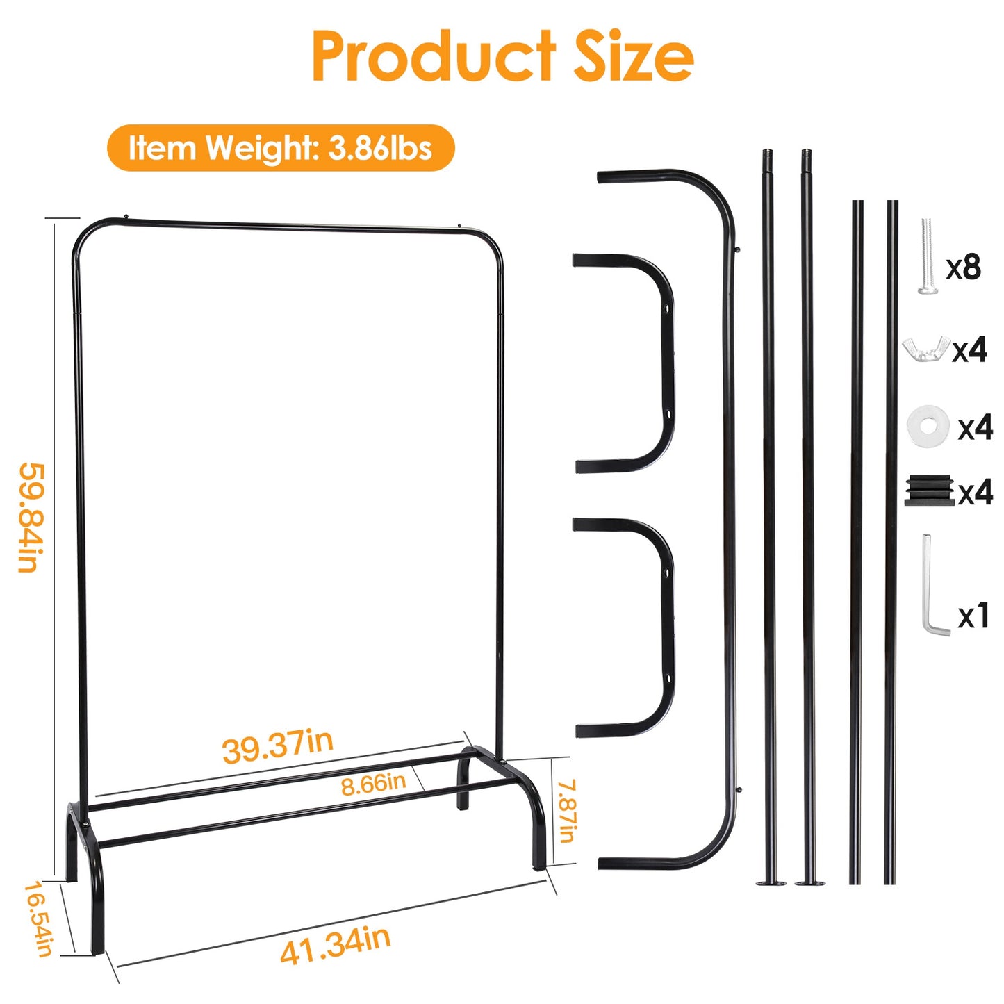 Freestanding Garment Rack with Bottom Shelf - 33 lbs Capacity
