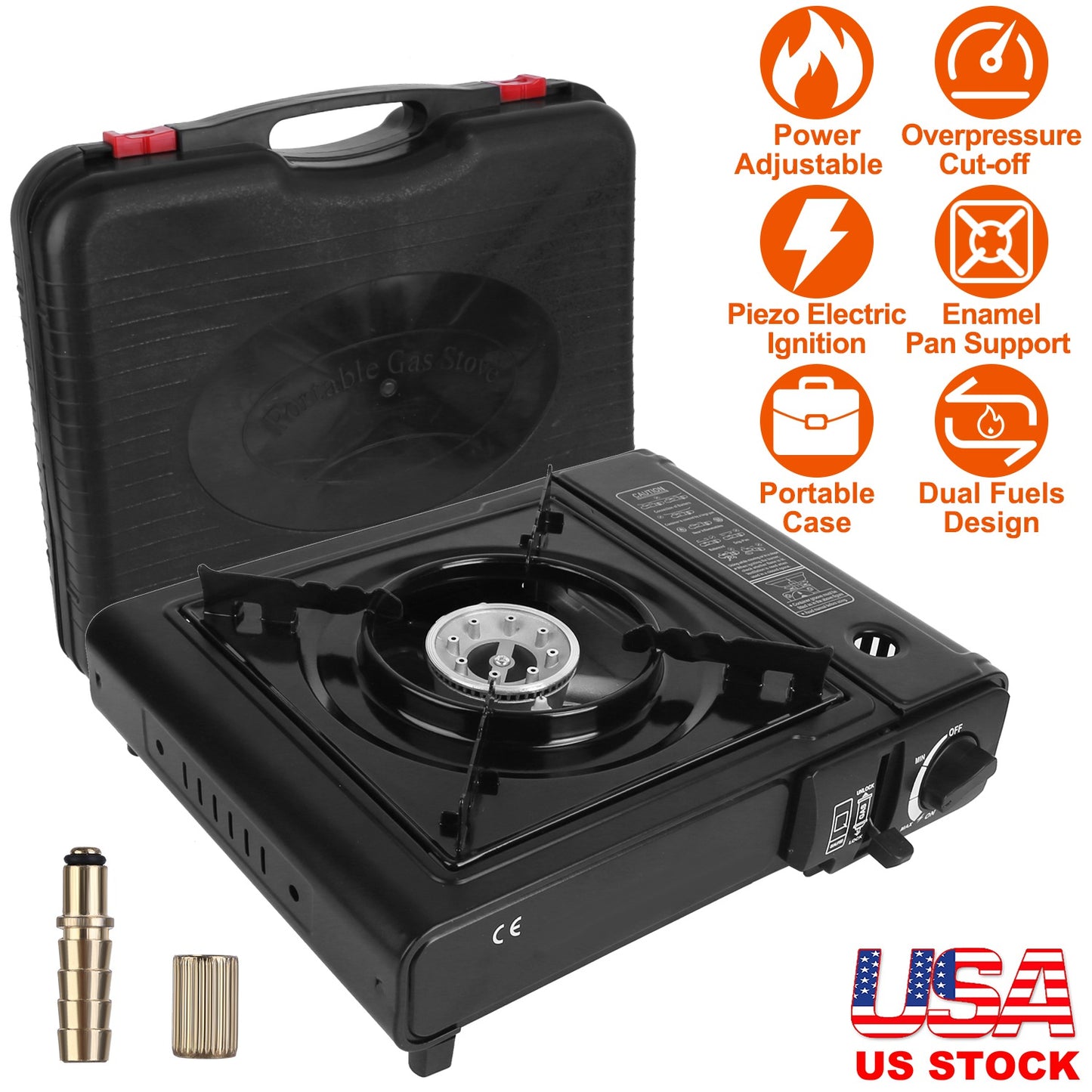 Portable Camping Stove with Piezo Ignition & Dual Fuel