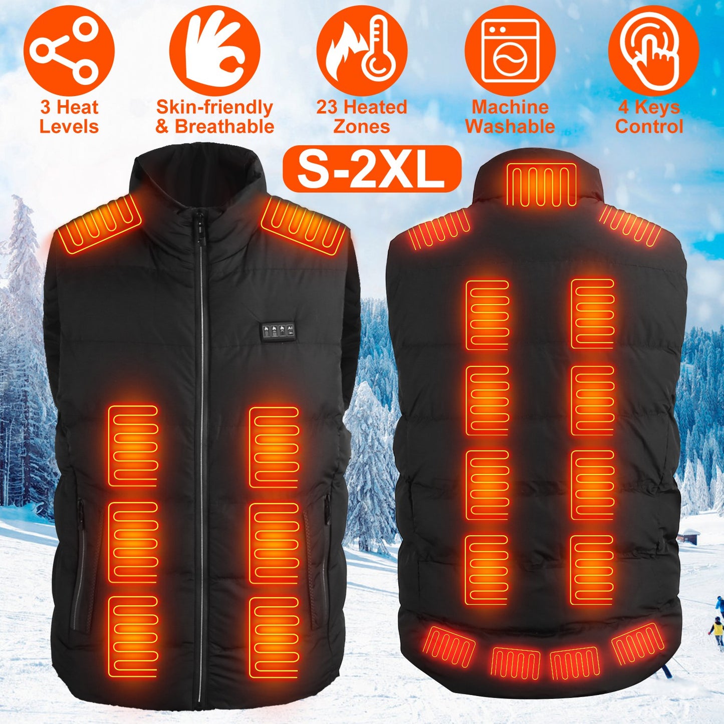 Heated Vest with 23 Heating Zones & 3 Temperature Levels