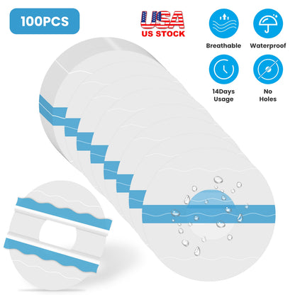 100Pcs Sensor Covers for Libre Waterproof Sweatproof Strong Stick Transparent Invisible Adhesive Patches No Glue Hole On The Center Long Lasting Tape