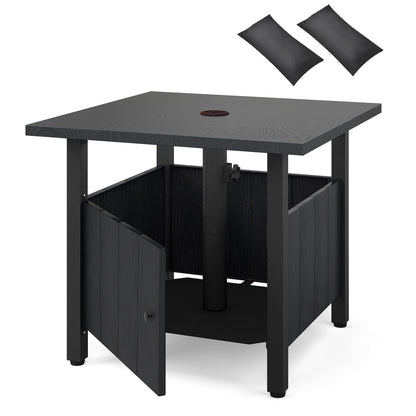 Outdoor Side Table with 1.89" Umbrella Hole Patio Umbrella Table Base Stand-Black