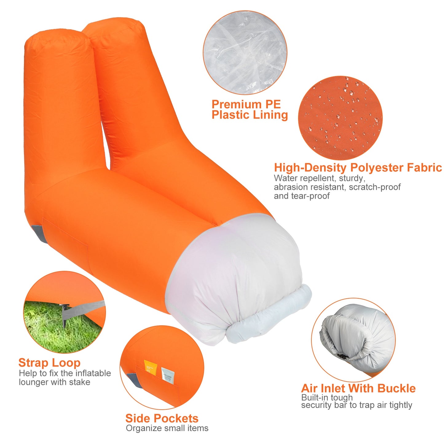 Inflatable Lounger Air Sofa with Portable Carry Bag