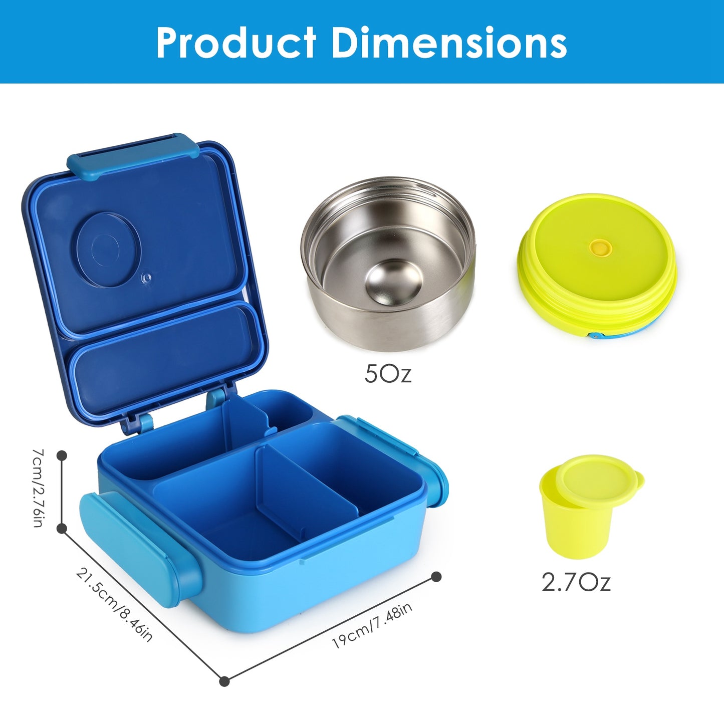 Kids Insulated Lunch Box with 2 Compartments & Utensils