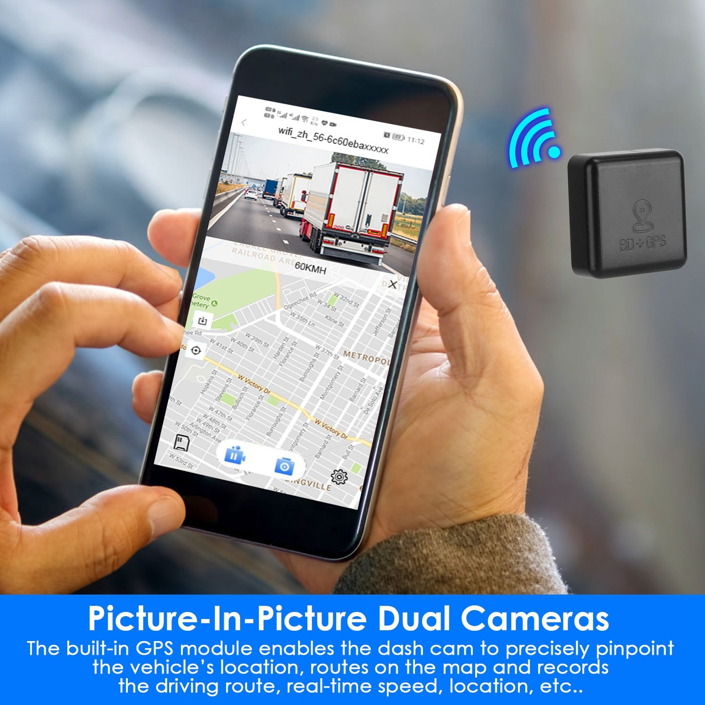 Dual Lens Dash Cam 1080P with WiFi GPS Night Vision
