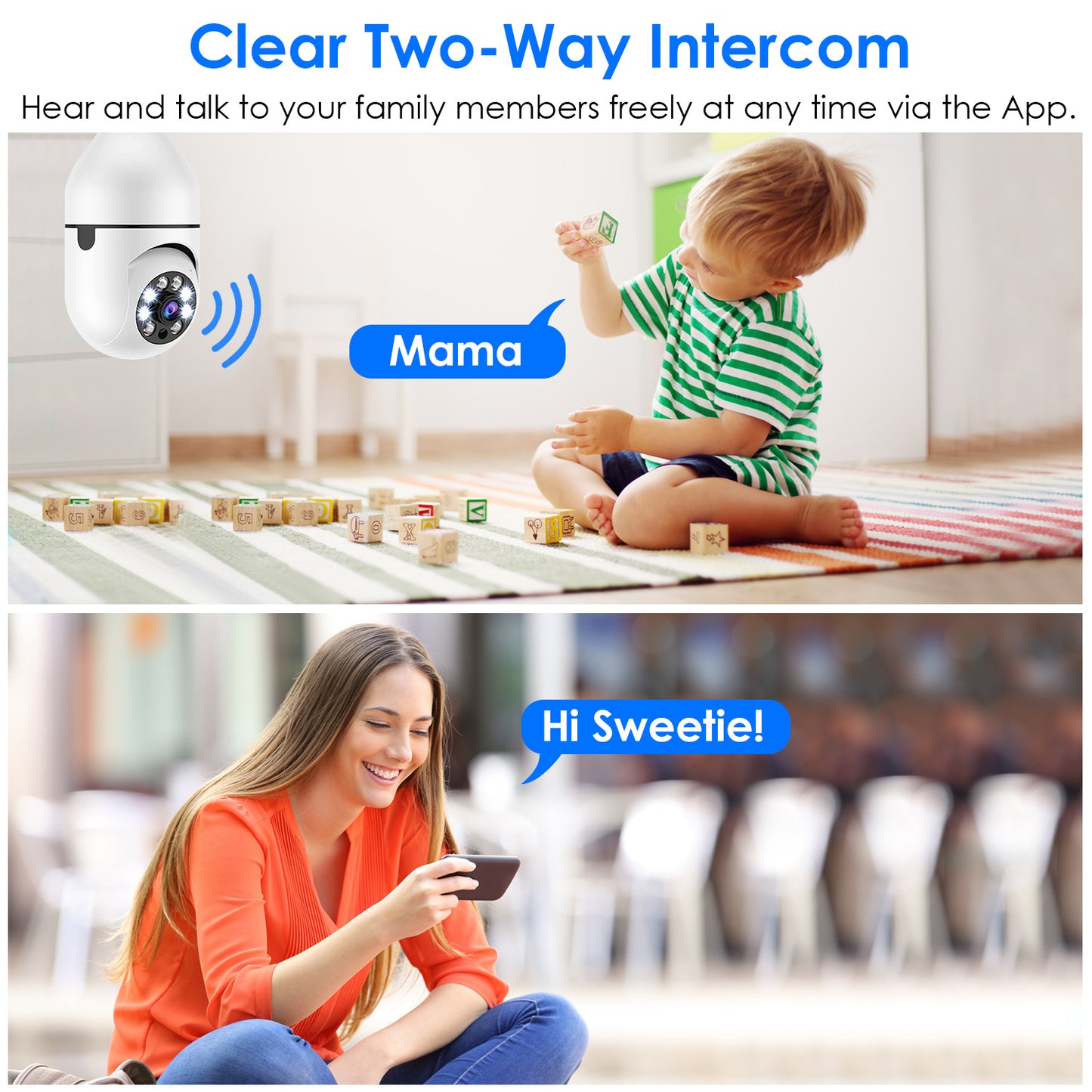 E27 WiFi Bulb Security Camera 1080P with Night Vision