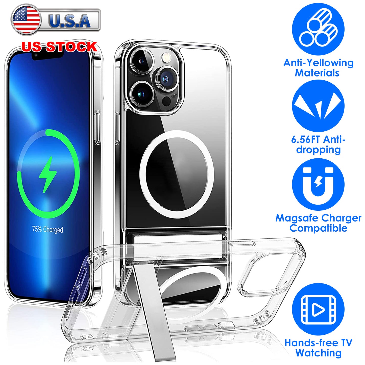 MagSafe Clear Case with Metal Kickstand for iPhone 13/14