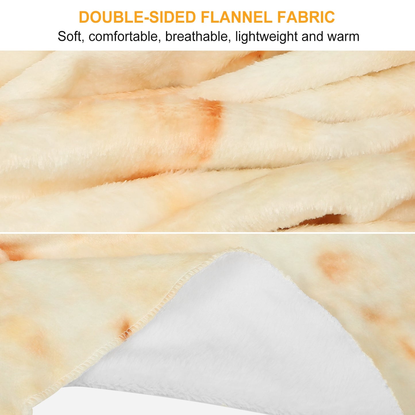 Burrito Tortilla Novelty Throw Blanket - Soft Flannel Round Wrap