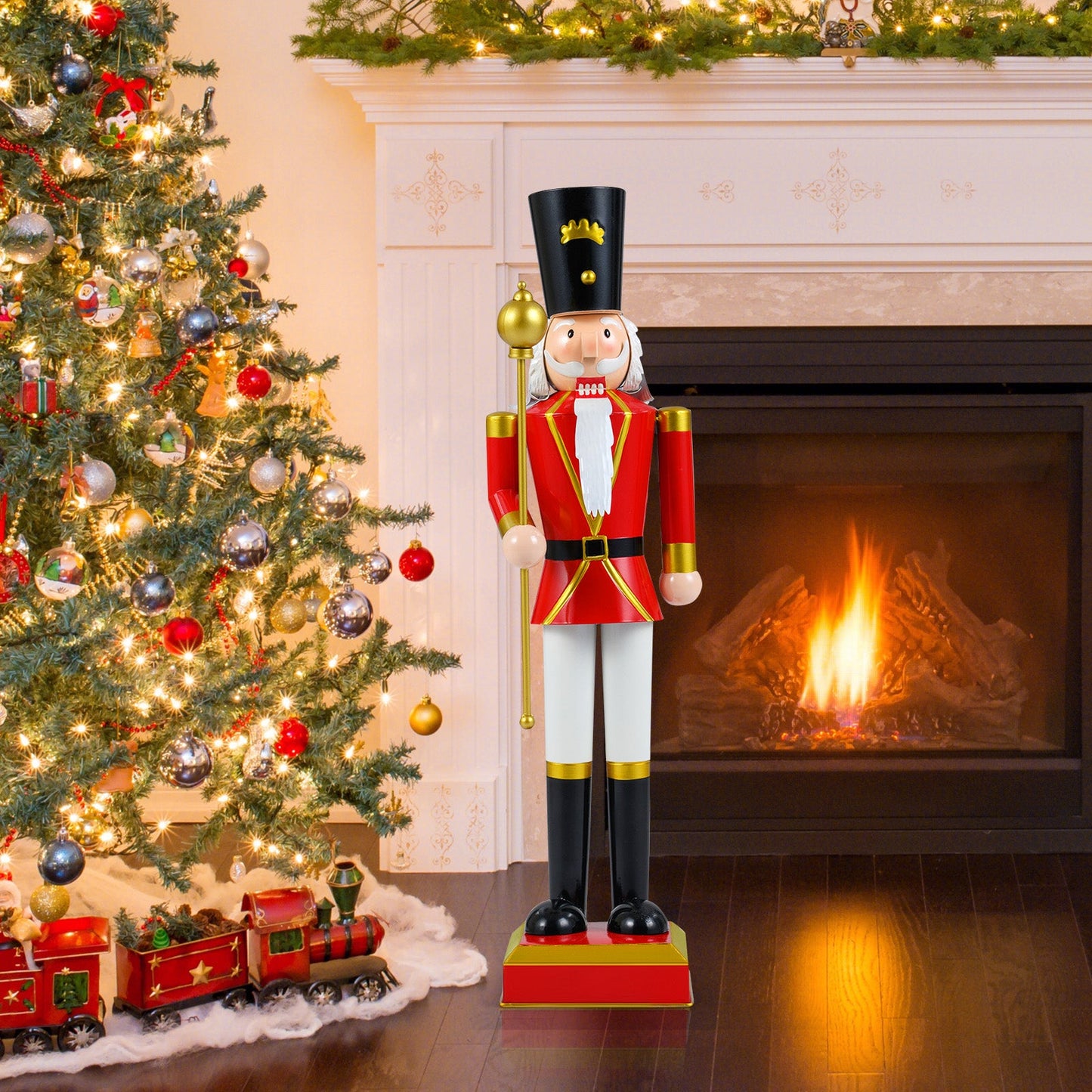 32.5 Inch Christmas Nutcracker with High Hat and Beautiful Scepter