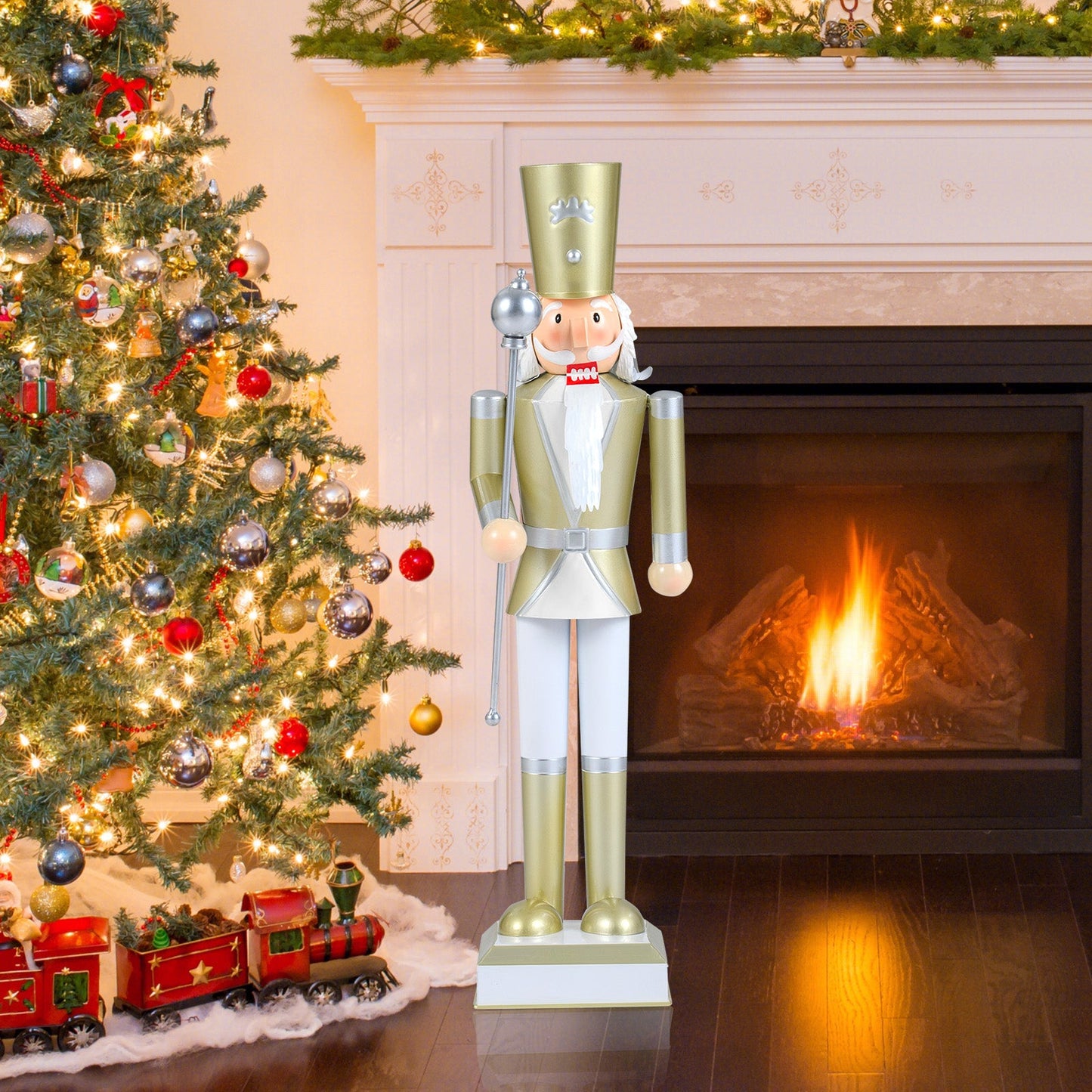32.5 Inch Christmas Nutcracker with High Hat and Beautiful Scepter