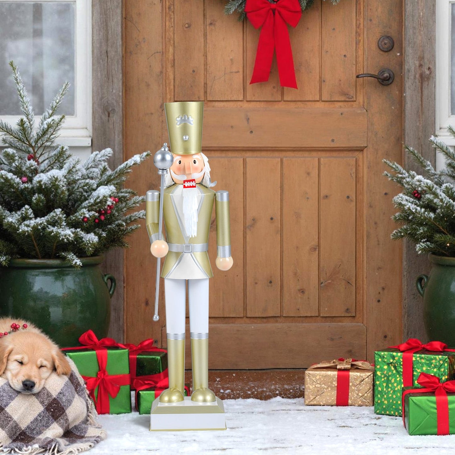 32.5 Inch Christmas Nutcracker with High Hat and Beautiful Scepter