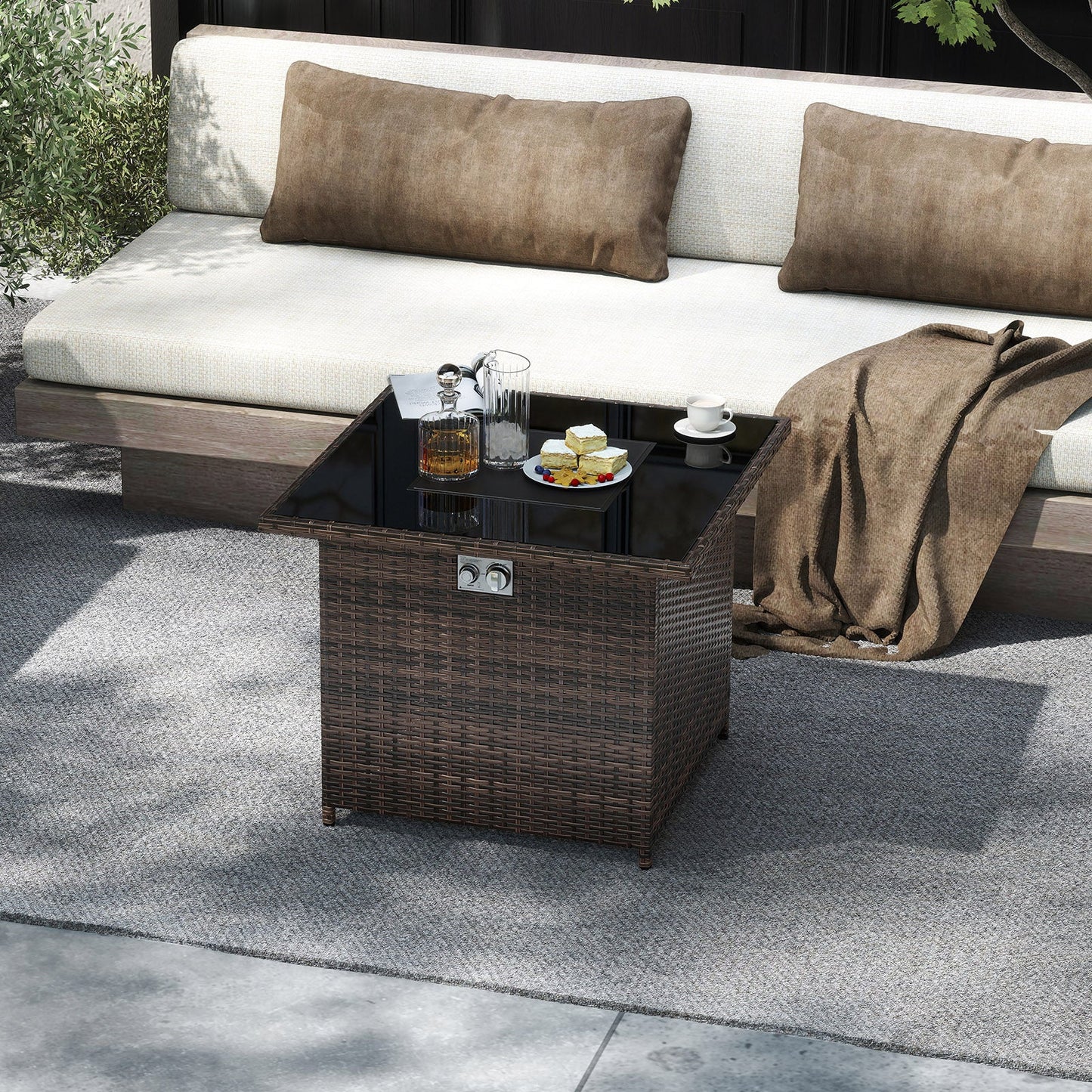 32.5 Inch Propane Fire Pit Table 5000 BTU with Tempered Glass Tabletop