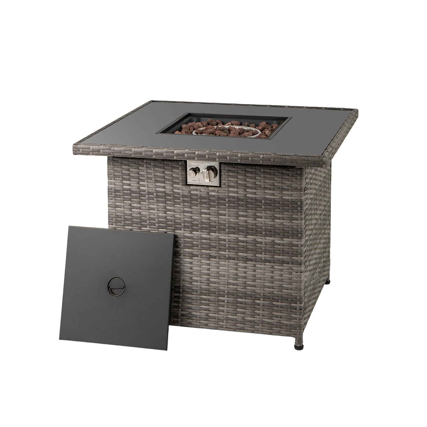 32.5 Inch Propane Fire Pit Table 5000 BTU with Tempered Glass Tabletop
