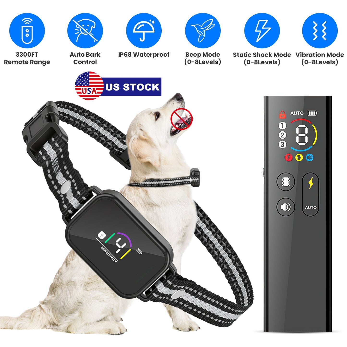 Dog Training Collar with Remote and Bark Control