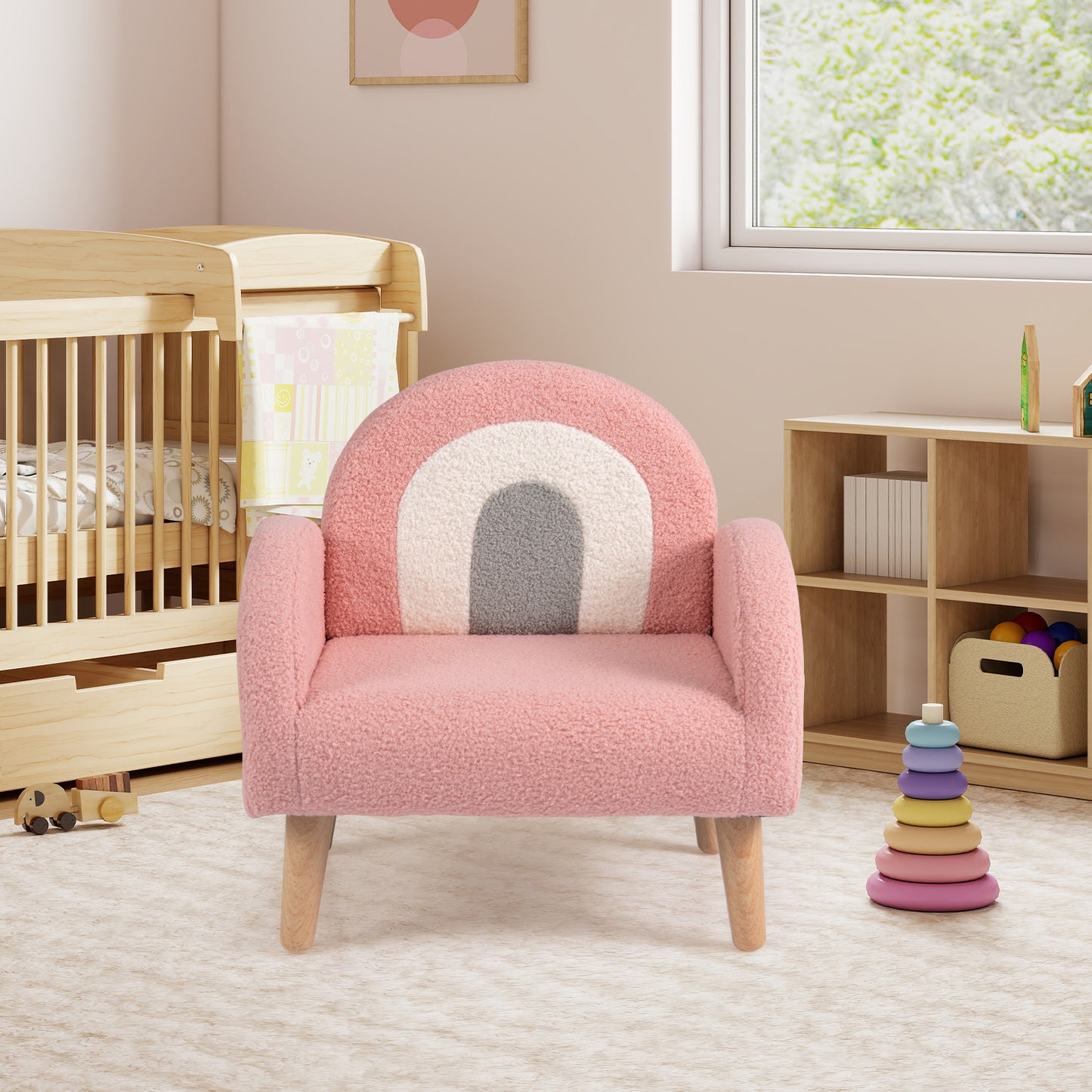 Kids Armchair with Backrest and Armrests - Pink