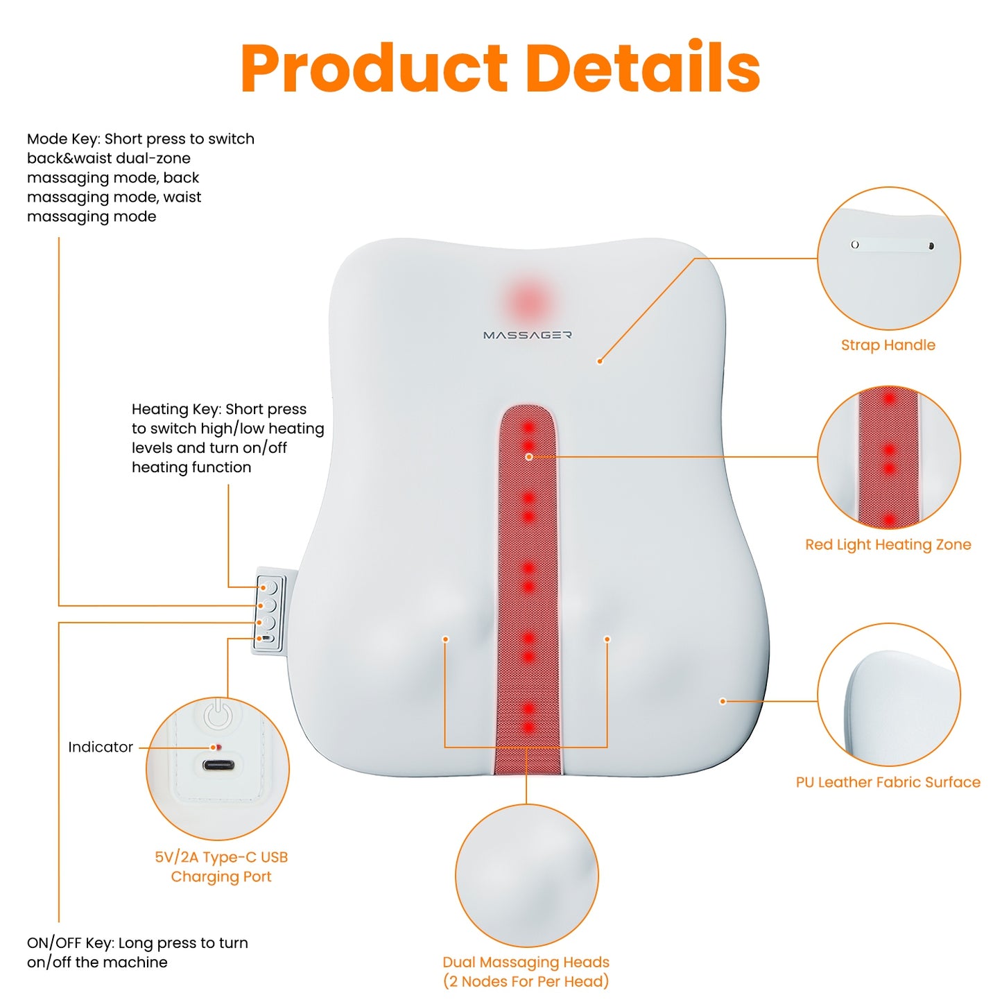 Shiatsu Back Massager with 3D Kneading & Cordless Design