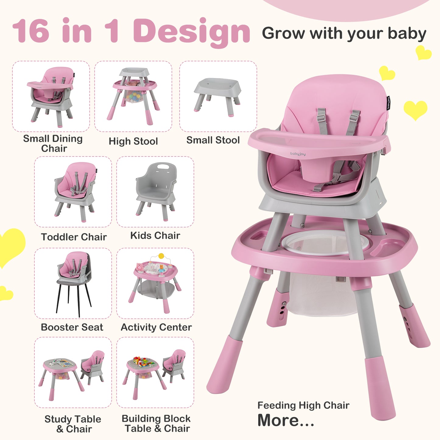 16-in-1 Convertible High Chair with Activity Center