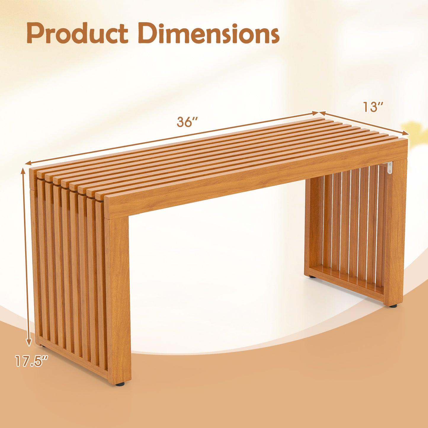 Acacia Wood Patio Bench 36 Inch Outdoor Loveseat