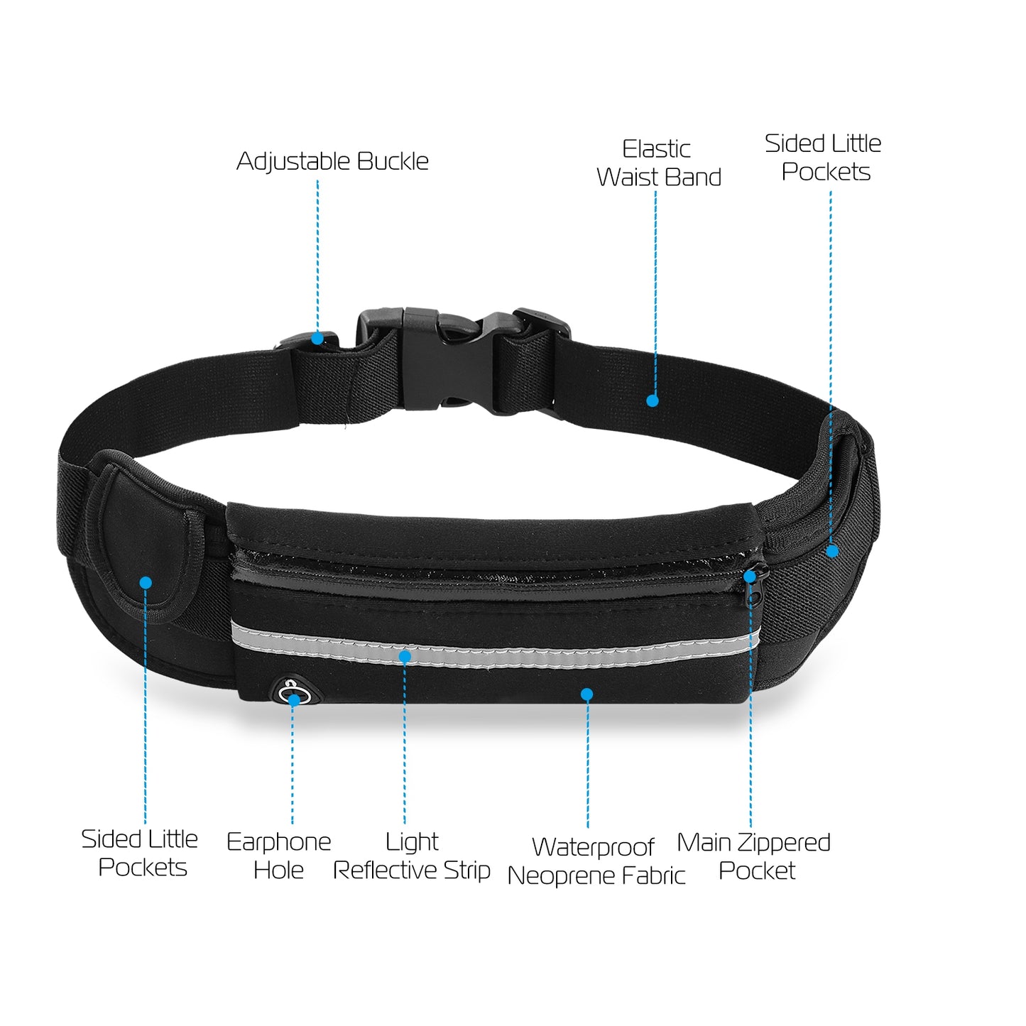 Running Belt Bag Waterproof Adjustable Waist Pack with Pockets