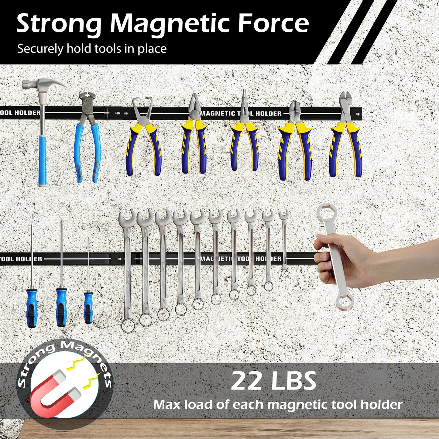 18 Inch Magnetic Tool Holder Strip with Mounting Screws
