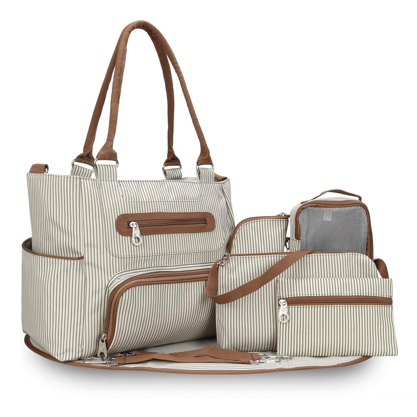 Diaper Bag Set 8-Piece with Changing Pad and Stroller Straps