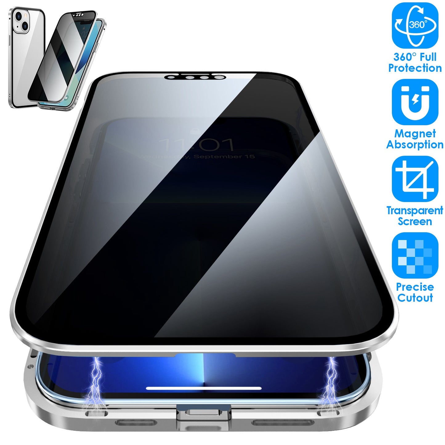 Privacy Magnetic Phone Case with Anti-Spy Screen Protection
