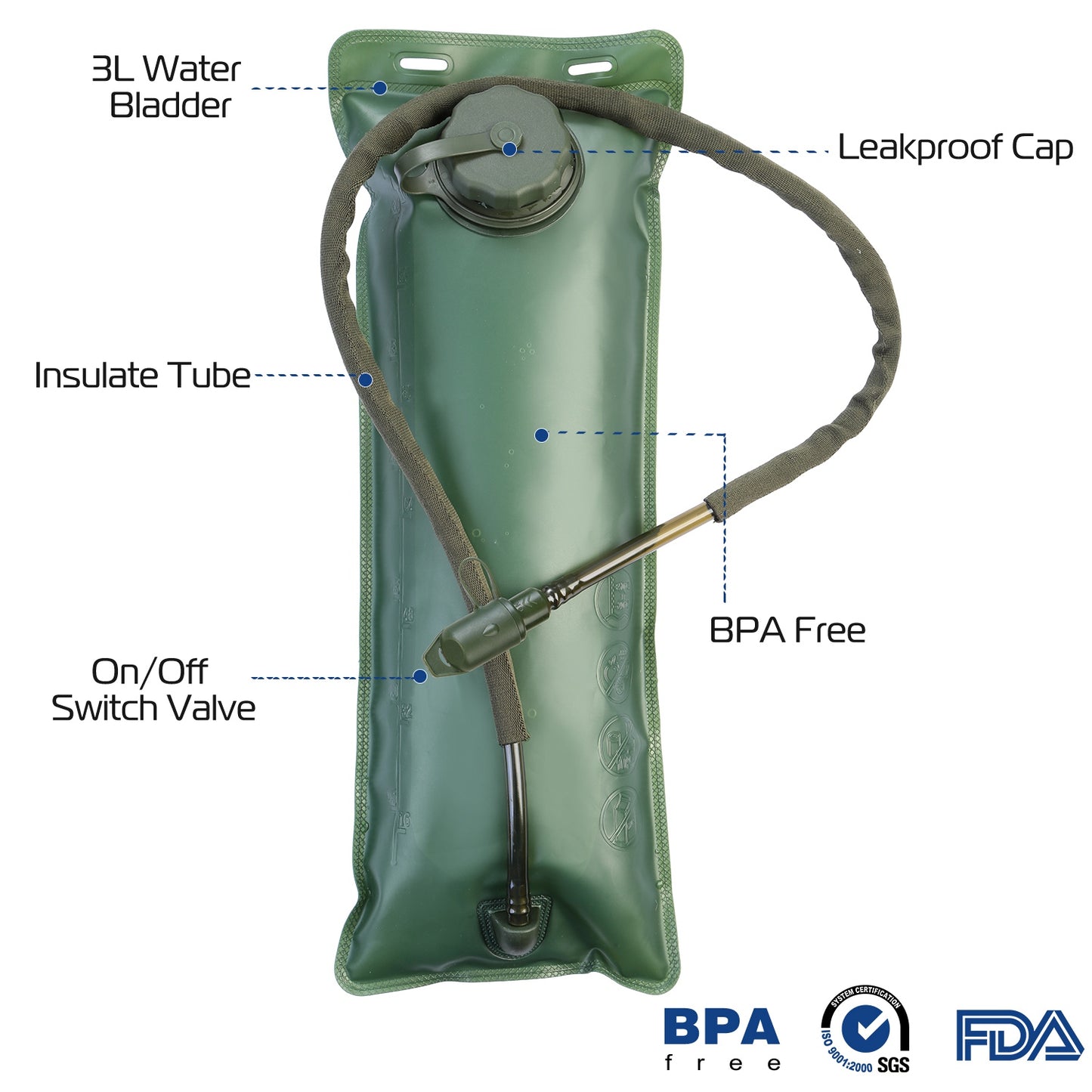 Tactical Hydration Pack with 3L Water Bladder