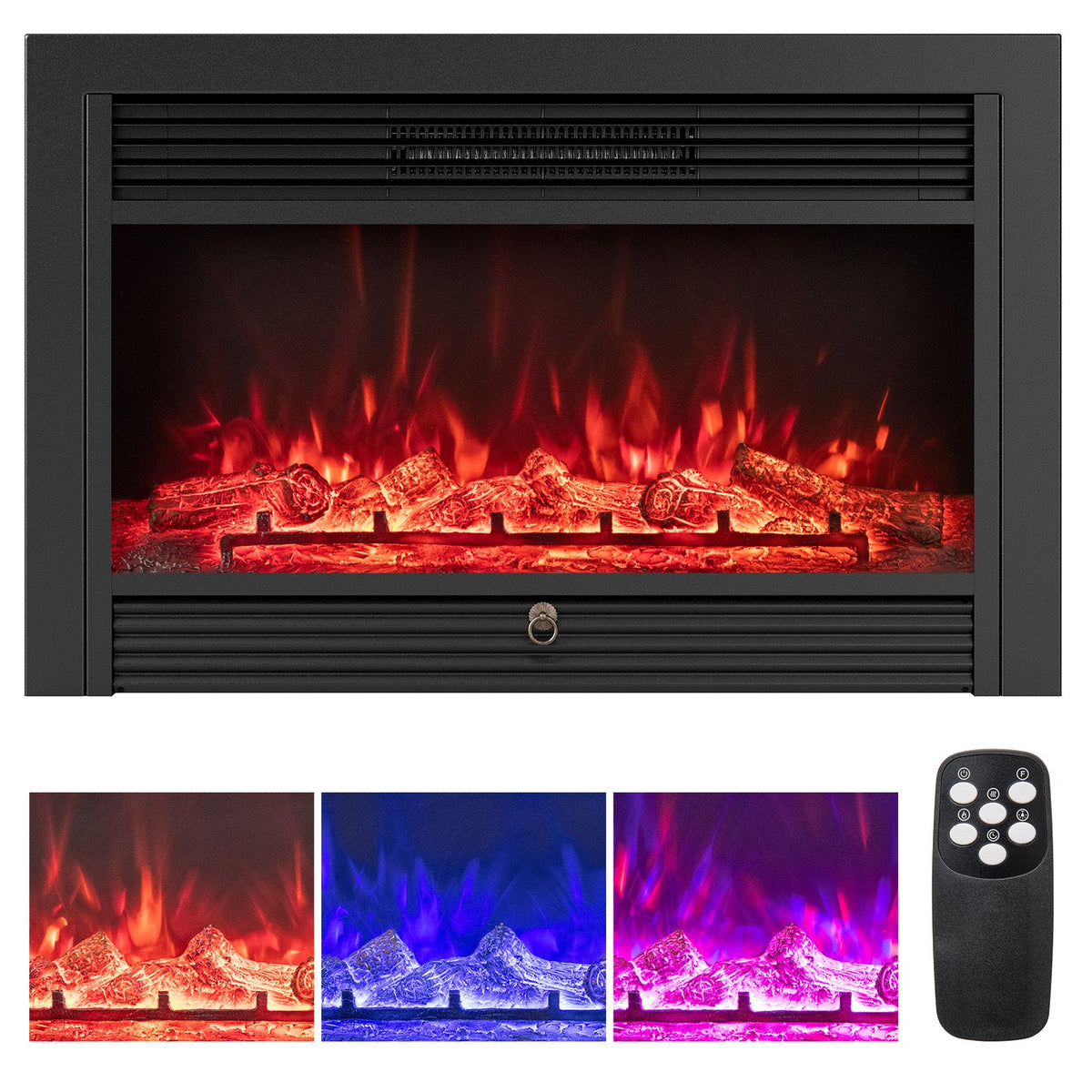 33/36-Inch Electric Fireplace Insert 750W/1500W Recessed Fireplace Heater
