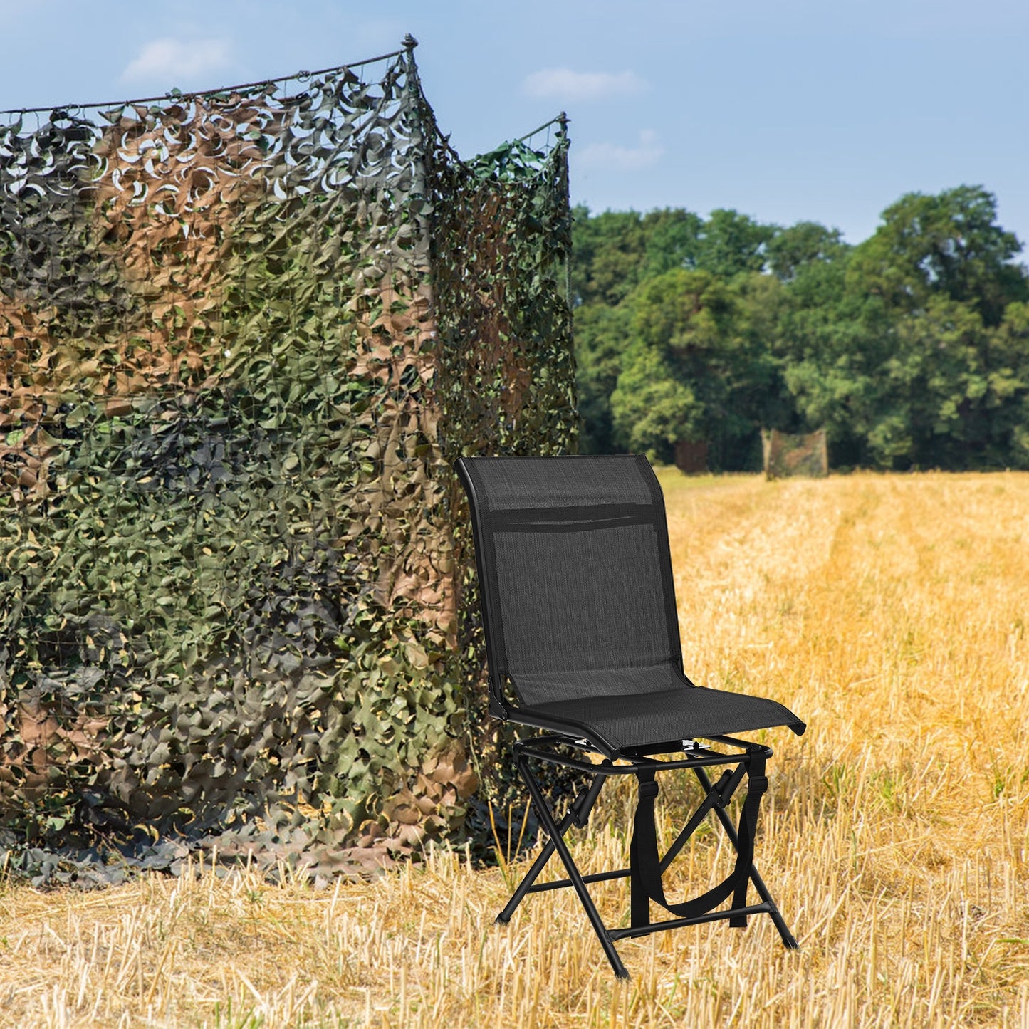 360° Swivel Folding Camping Chair with Iron Frame