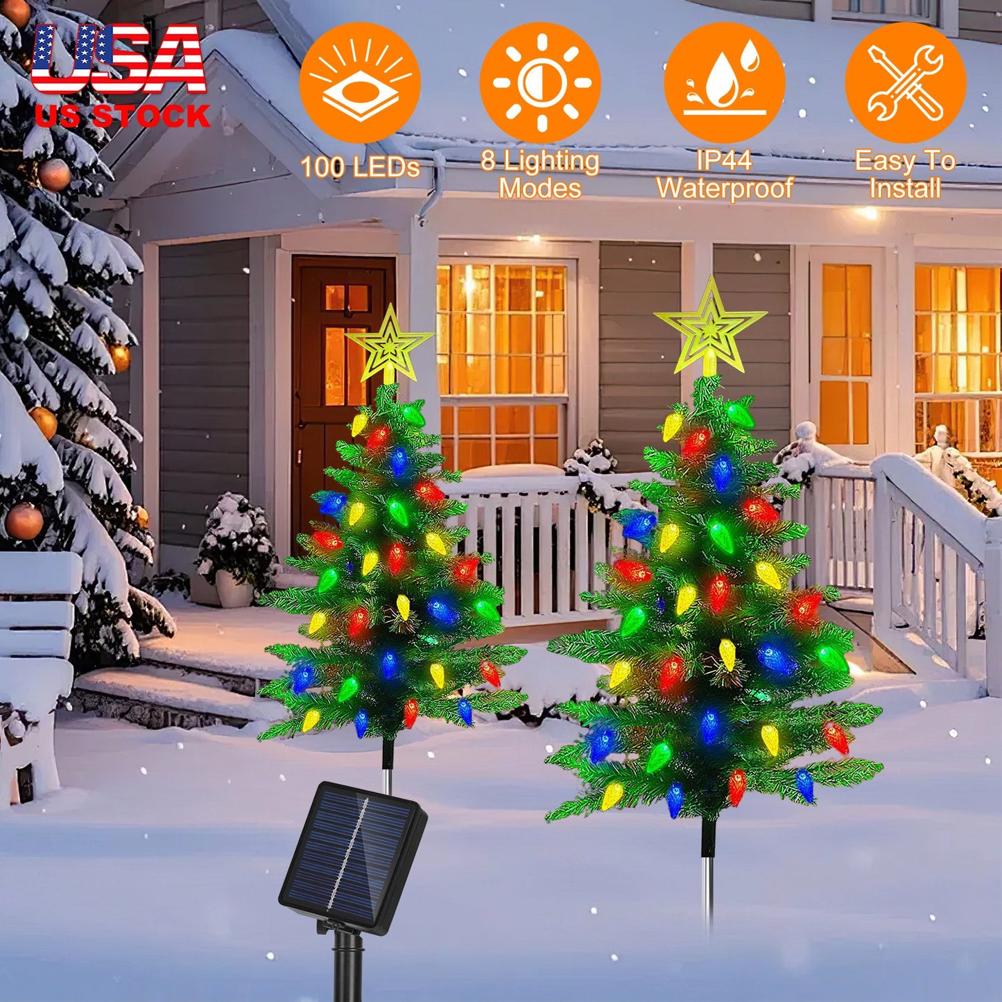 Solar Christmas Tree Pathway Lights with 100 LED & 8 Modes
