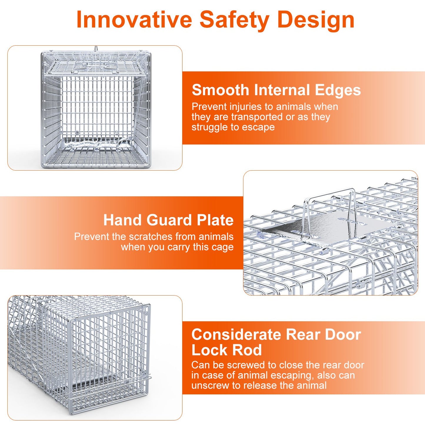 Live Animal Trap Cage 37x14x15in Humane Catch & Release