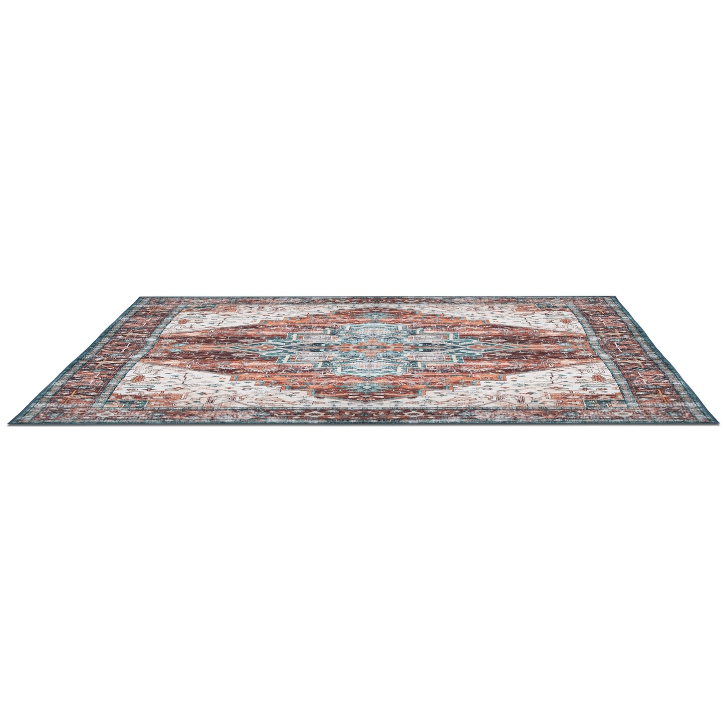 Vintage Area Rug 6x9 FT Non-Slip Washable Soft Faux Cashmere