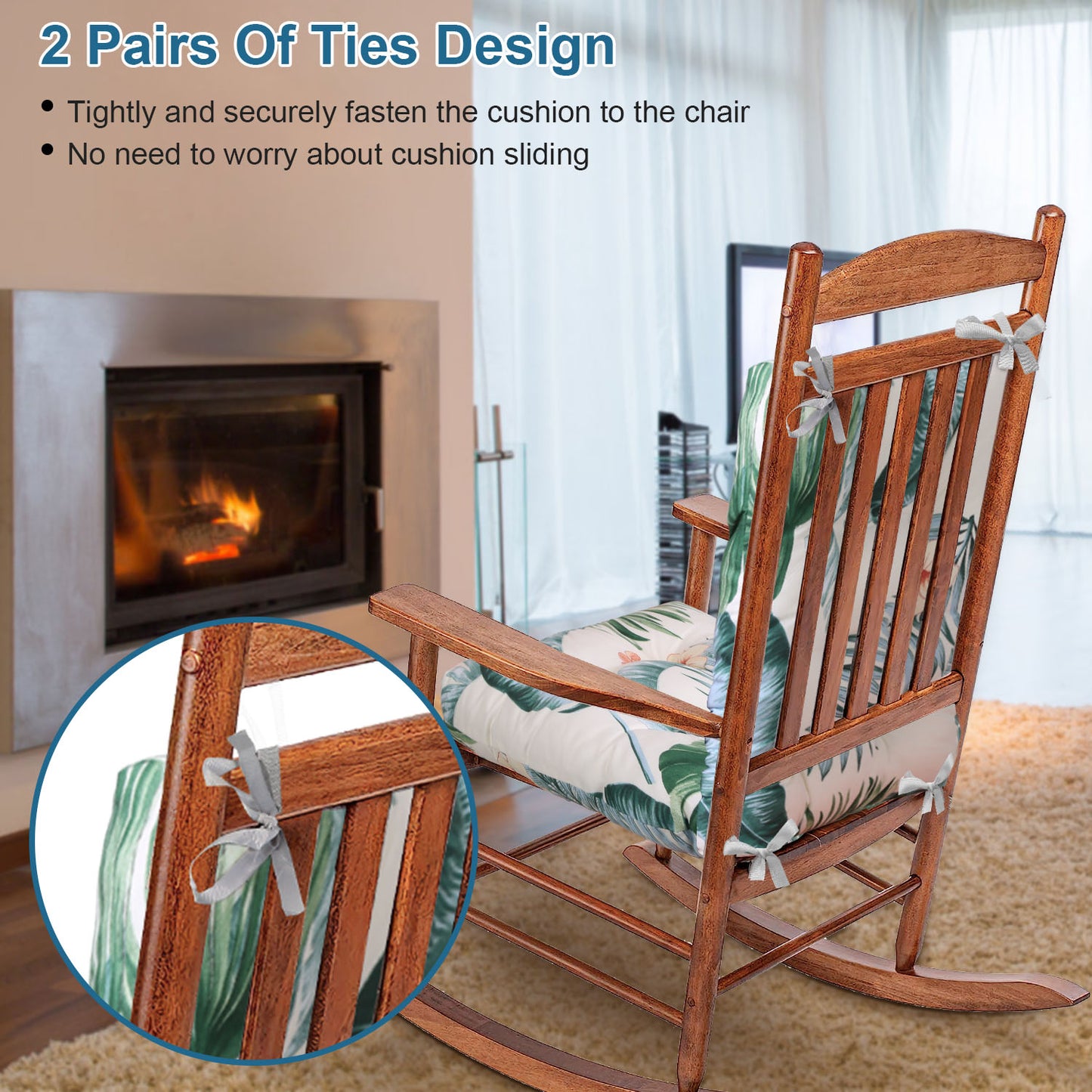 Rocking Chair Cushion Set - Waterproof with Non-Slip Ties