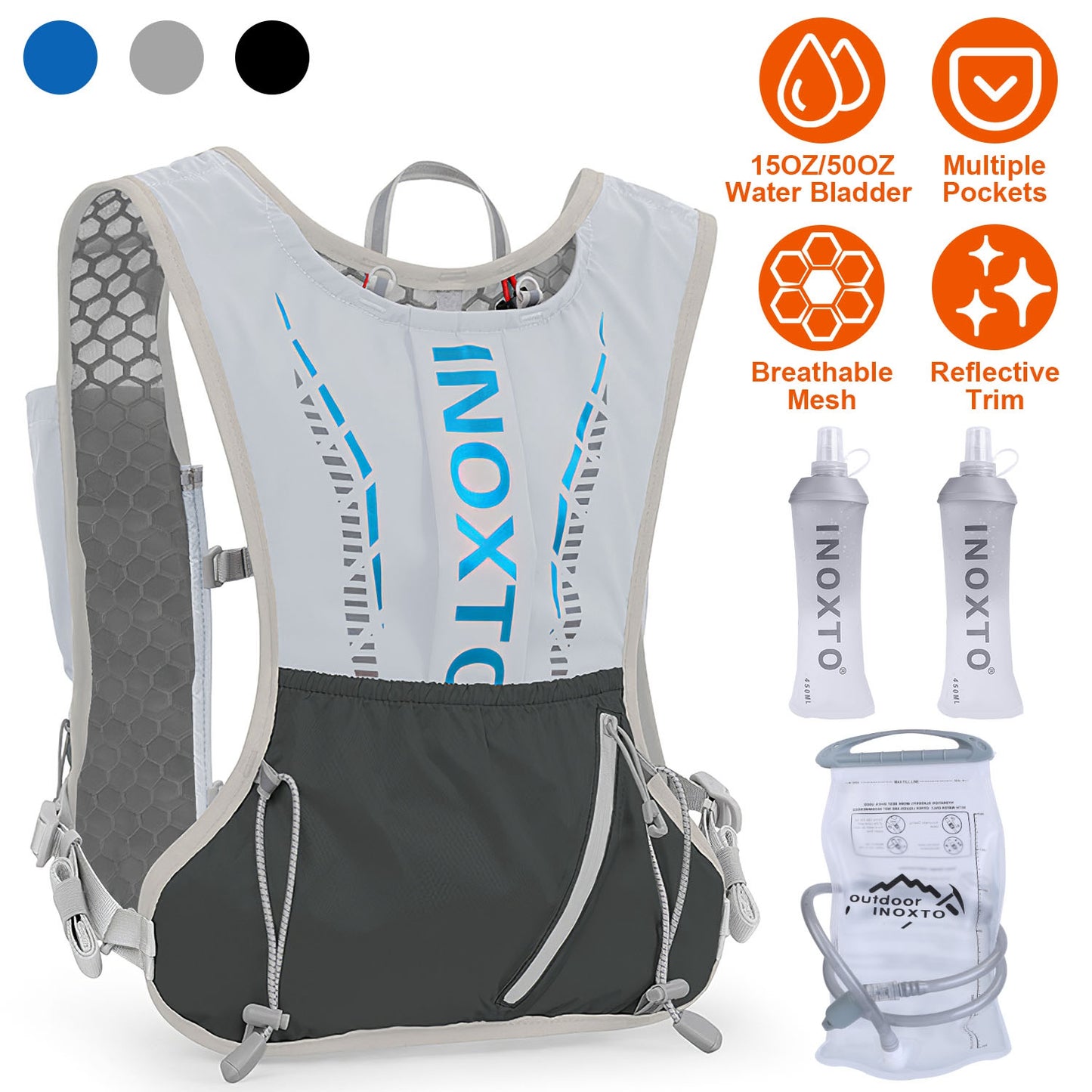 Hydration Vest with 15oz & 50oz Water Bladders for Running