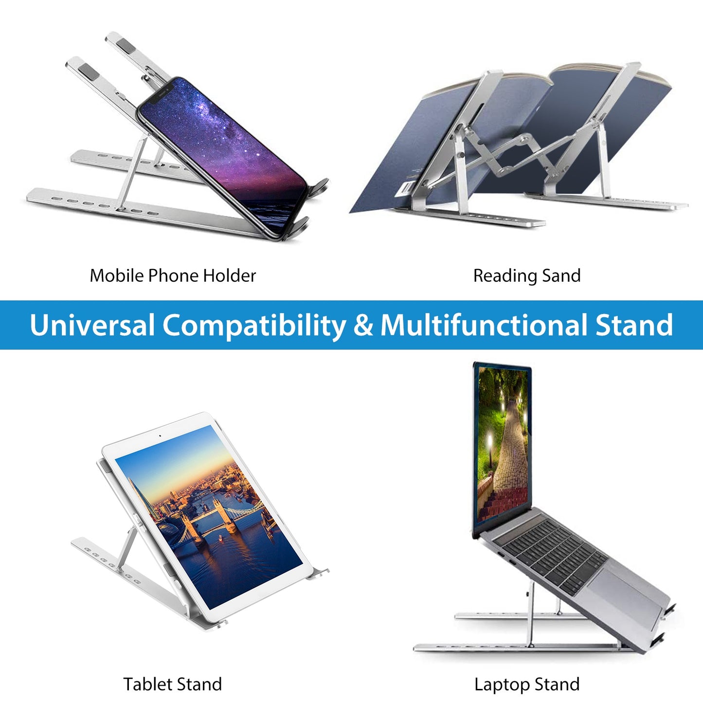 Adjustable Laptop Stand - Foldable Aluminum Riser for Desks