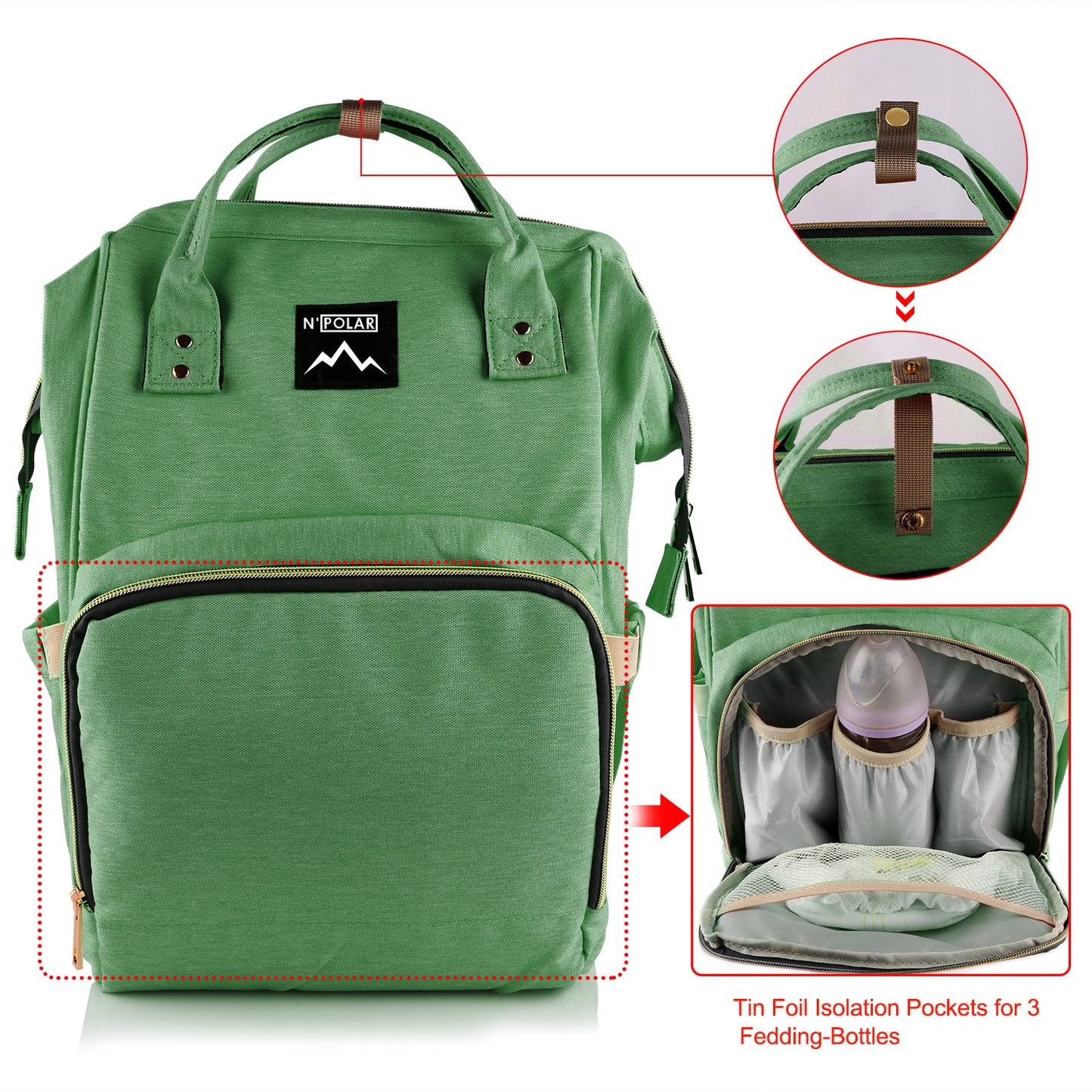 Diaper Bag Backpack with Changing Pad - Water-Resistant