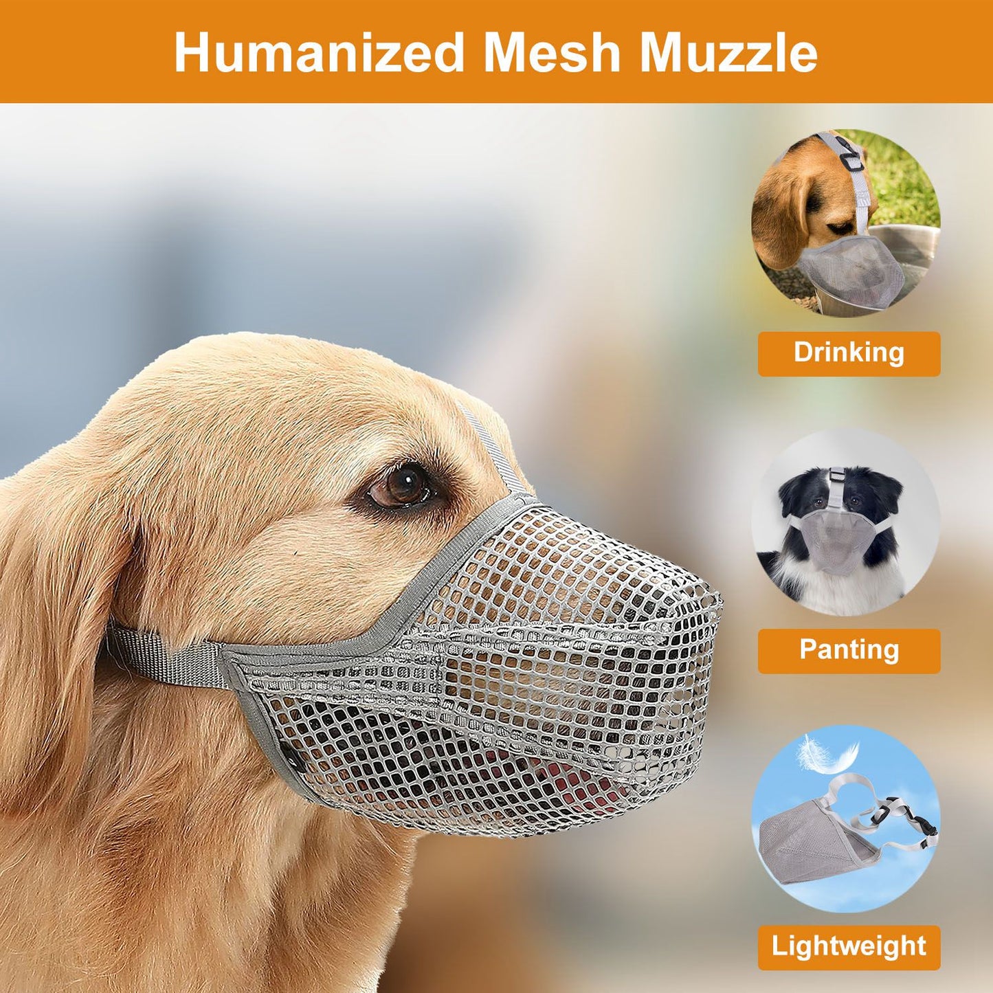 Soft Mesh Dog Muzzle with Adjustable Straps