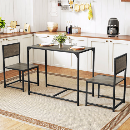 3-Piece Compact Dining Set with Metal Frame for Small Spaces